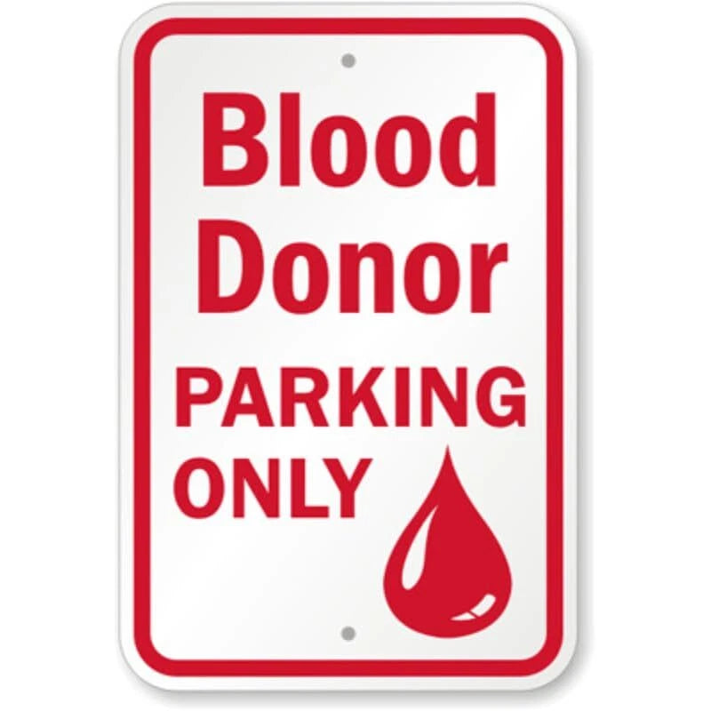 Blood Donor Parking Only Aluminum Sign — product artwork