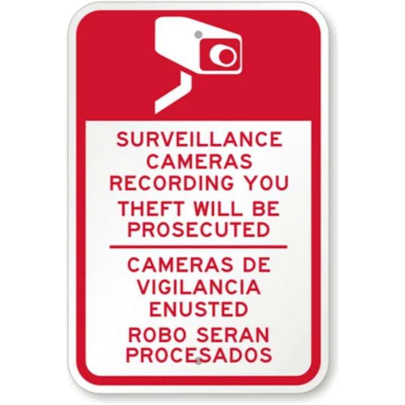 Surveillance Cameras Recording You Aluminum Sign — product artwork