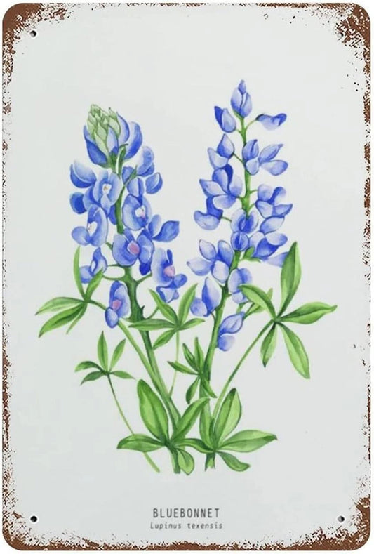 Kitchen Tin Bluebonnet Print Funny Aluminum Sign — product artwork