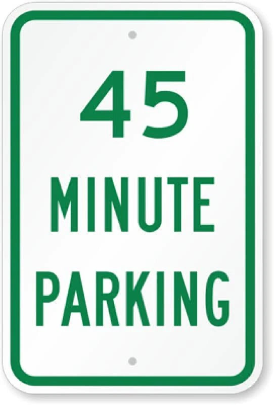 Parking 45 Minute Business Aluminum Sign — product artwork
