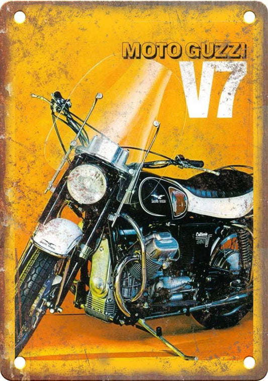 Moto Guzzi V7 Vintage Motorcycle Poster Aluminum Sign — product artwork