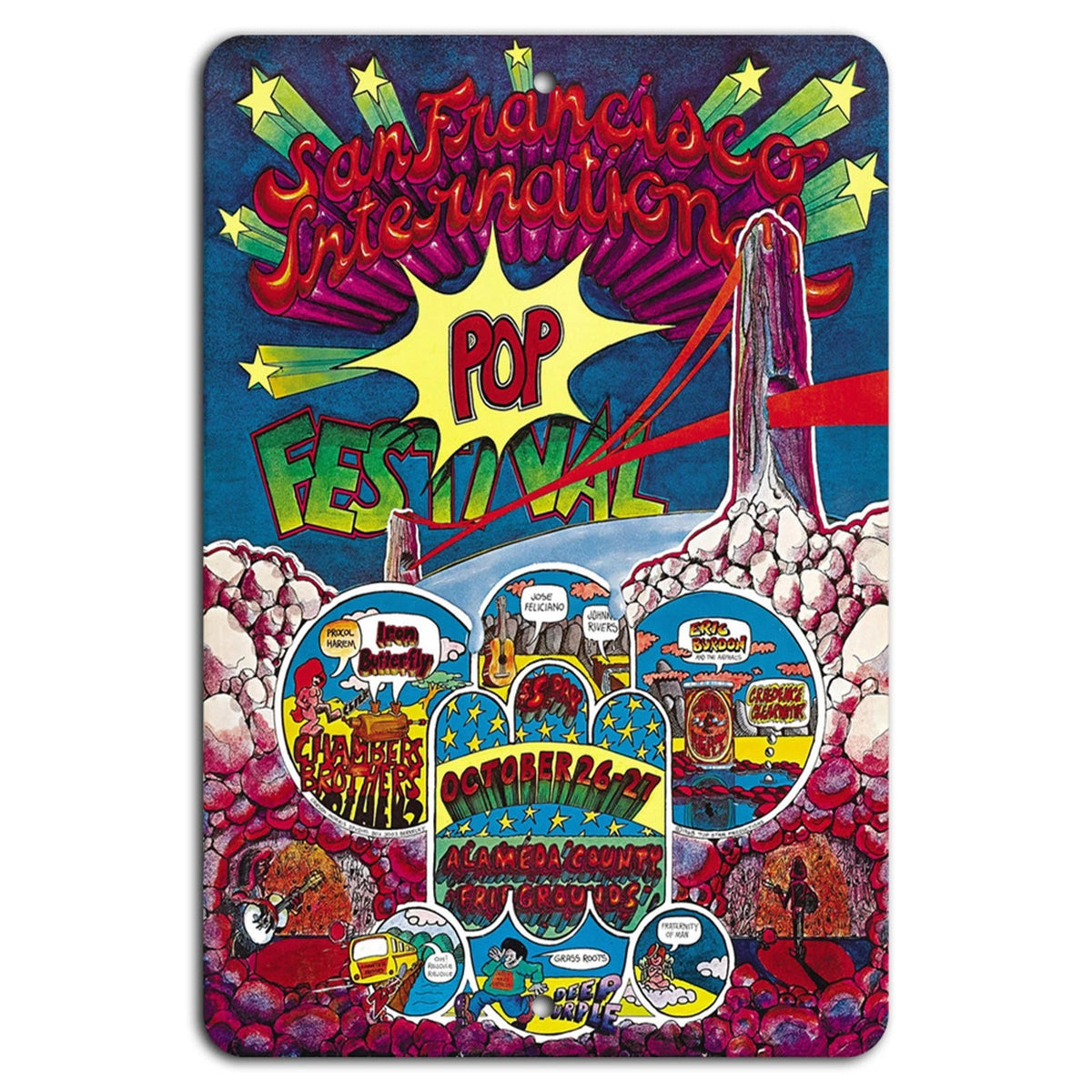San Francisco Pop Fest Retro Decorative Aluminum Sign — product artwork