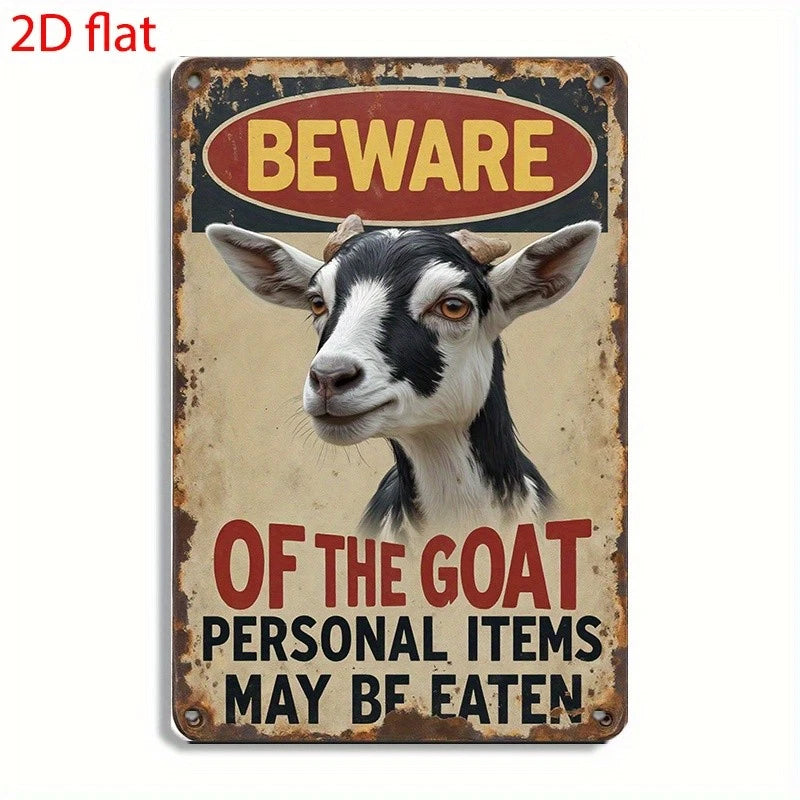 Beware Goat Funny Holiday Aluminum Sign — product artwork