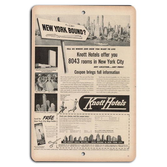 Vintage Knott Hotels Retro Chic Aluminum Sign — product artwork