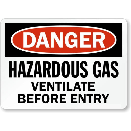 Danger Hazardous Gas Ventilate Aluminum Sign — product artwork