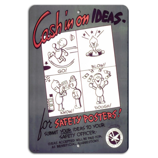 Safety Rewards Vertical Industrial Aluminum Sign — product artwork