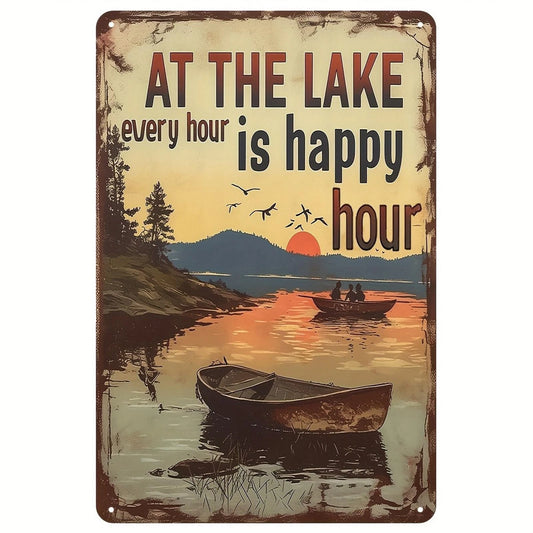Vintage Tin at the Lake Every Hour Is Happy Hour Aluminum Sign — product artwork