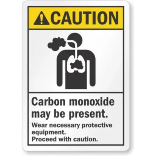 Carbon Monoxide Protective Equipment Ansi Caution Aluminum Sign — product artwork