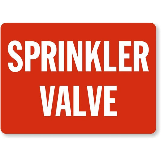 Sprinkler Valve Emergency Aluminum Sign — product artwork