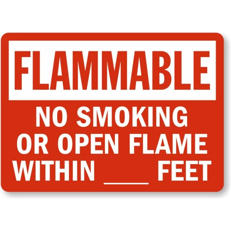 Flammable No Smoking or Open Flame Aluminum Sign — product artwork