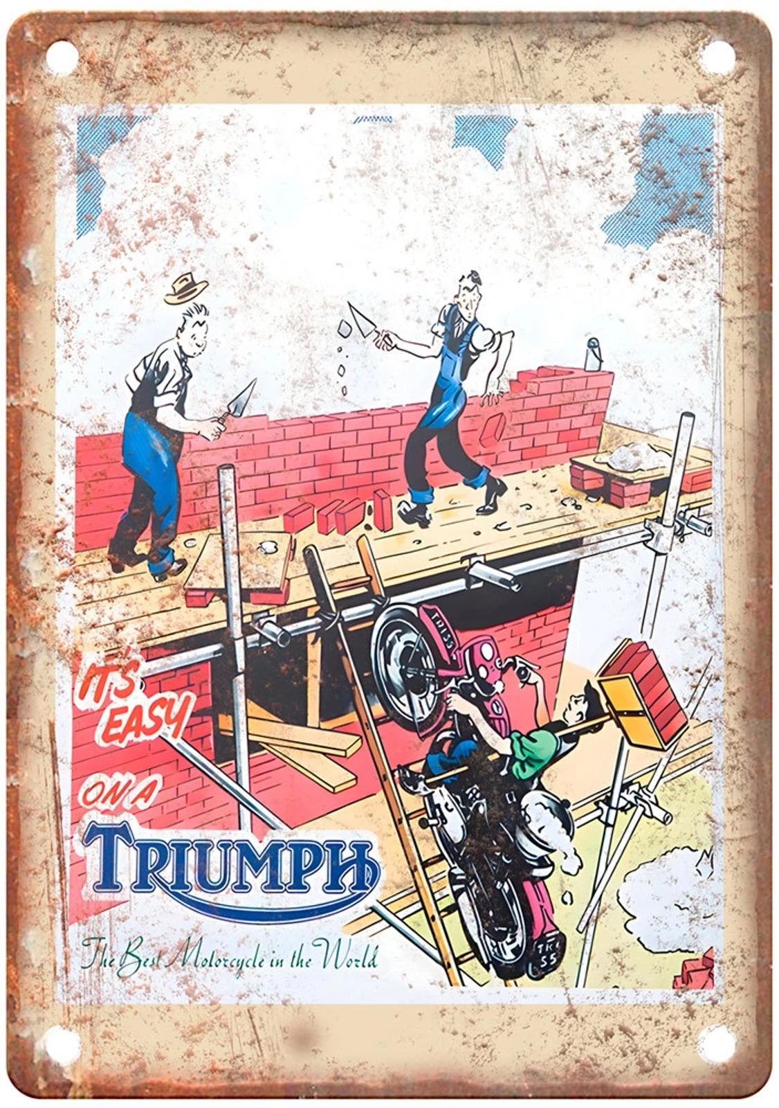 Vintage Motorcycle Poster 1950s Style Funny Retro Aluminum Sign — product artwork