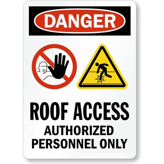 Roof Access Authorized Personnel Danger Aluminum Sign — product artwork