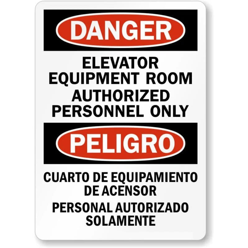 Bilingual Elevator Equipment Room Aluminum Sign — product artwork