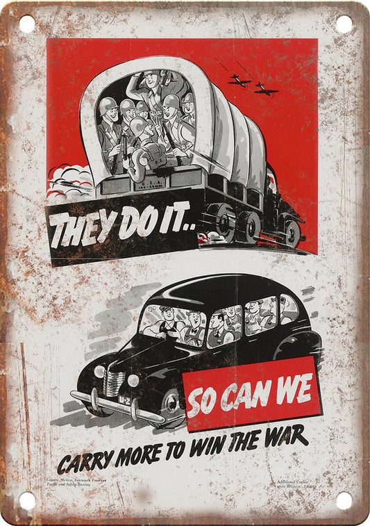 WWII Propaganda Keep Em Pulling Funny Aluminum Sign — product artwork