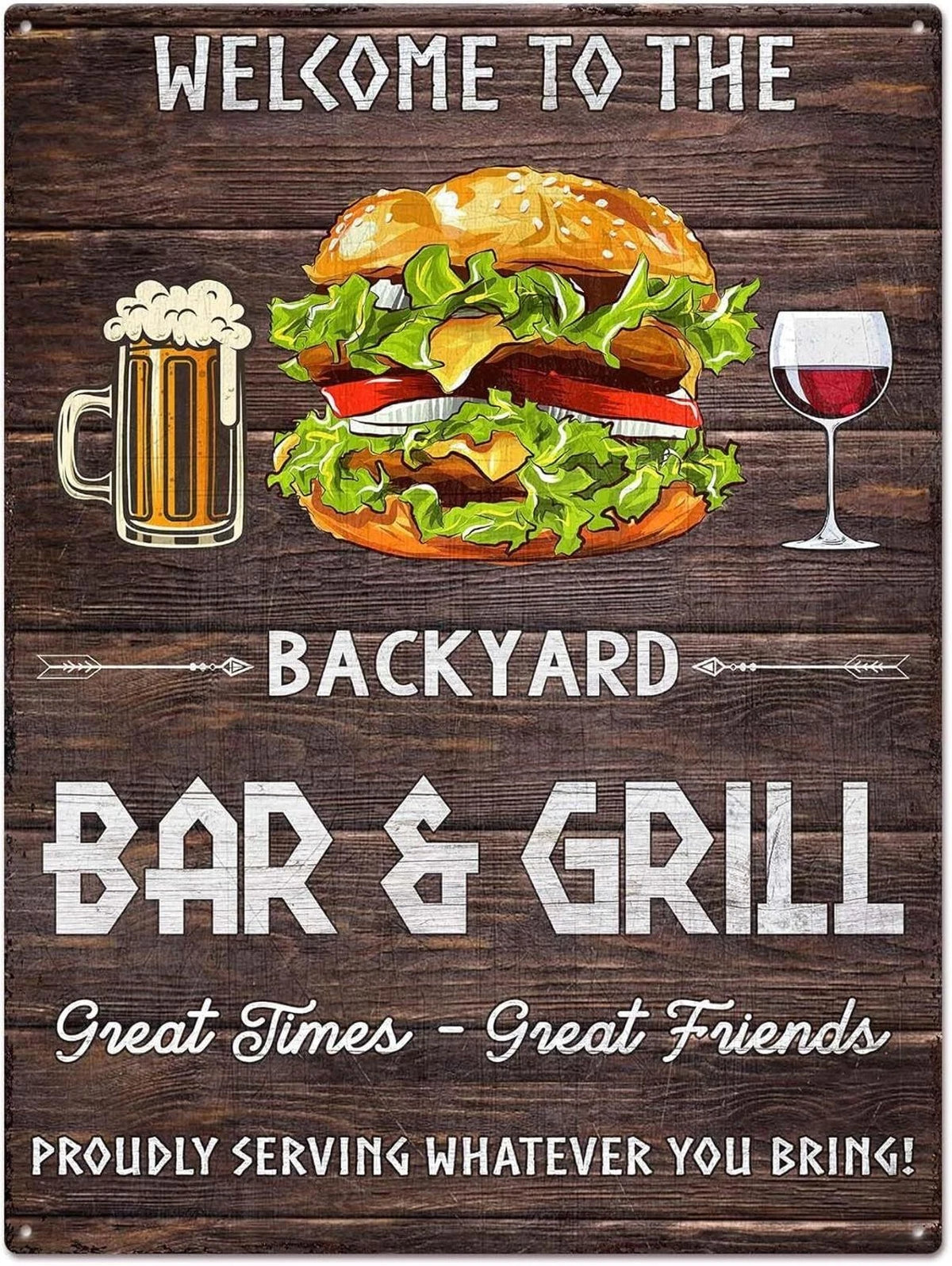 Backyard Bar Funny Wall Art Aluminum Sign — product artwork