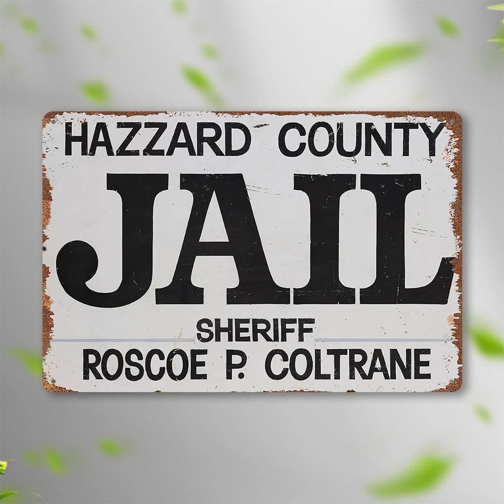 Vintage Hazzard County Jail Retro Theme Aluminum Sign — product artwork