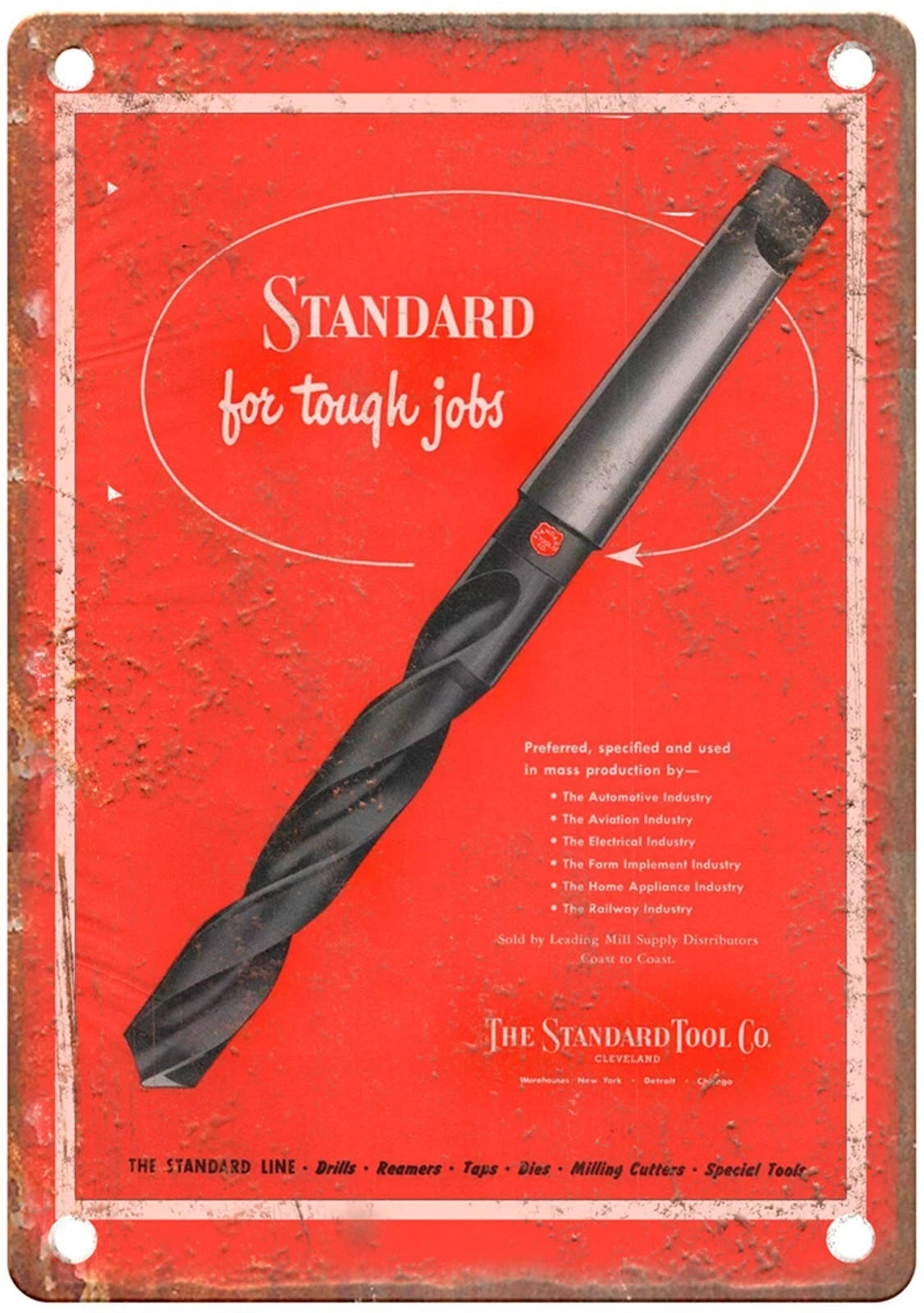 Vintage Retro 1948 the Standard Tool Company Aluminum Sign — product artwork