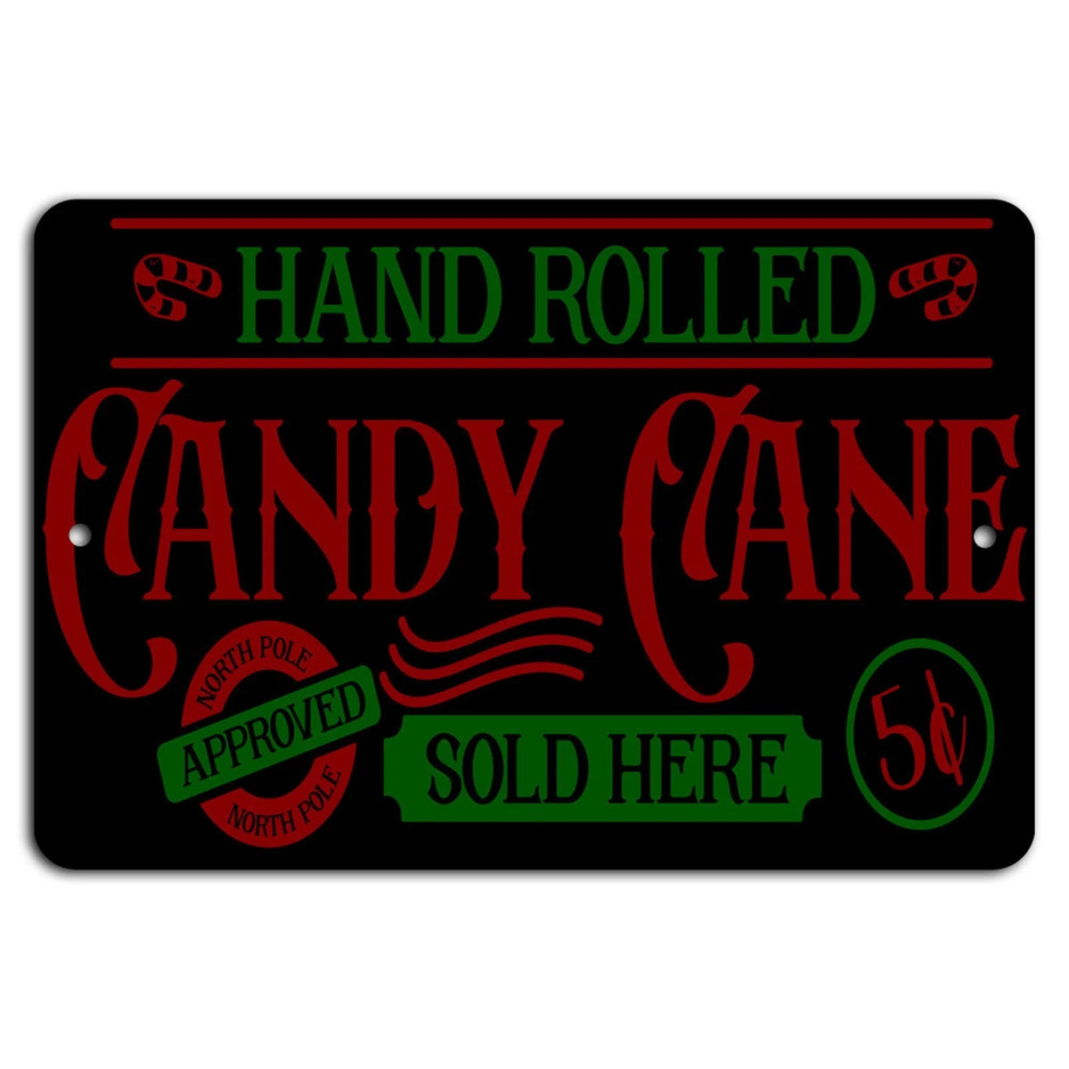 Rustic Candy Cane Vintage Holiday Aluminum Sign — product artwork