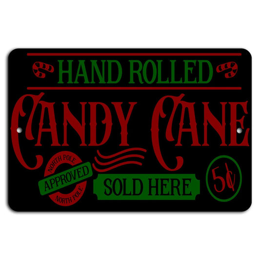 Rustic Candy Cane Vintage Holiday Aluminum Sign — product artwork