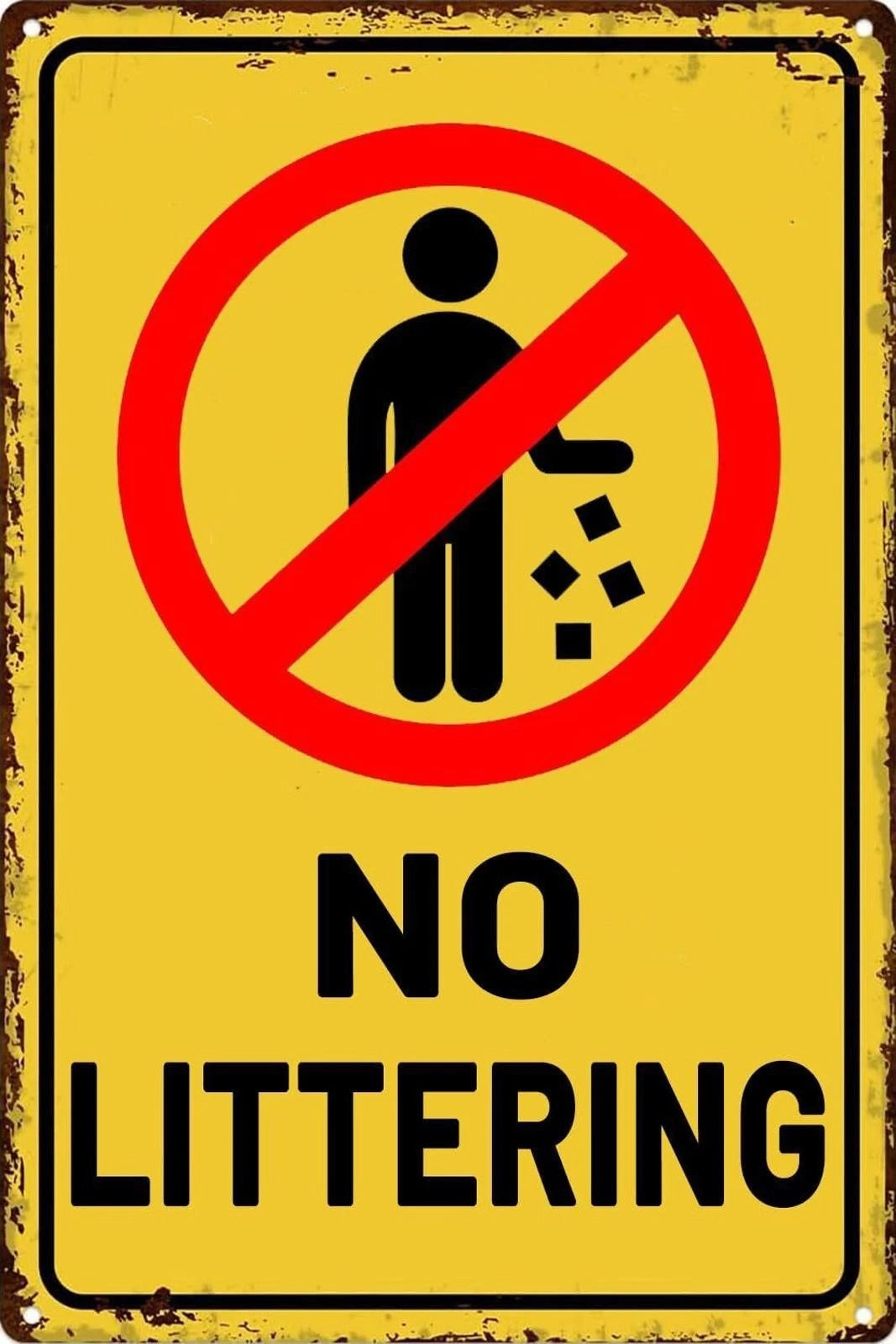 No Littering Funny Warning Aluminum Sign — product artwork