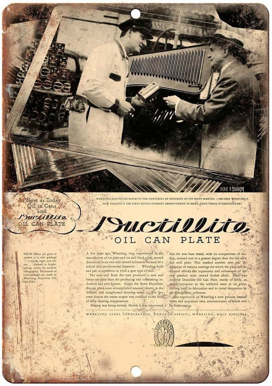 Oil Can Ductillite Gasoline Ad Reproduction Aluminum Sign — product artwork