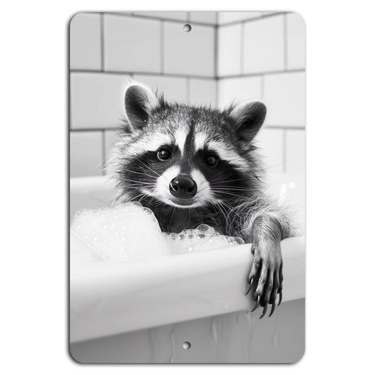 Decorative Scrub a Dub Raccoon Bath Time Aluminum Sign — product artwork