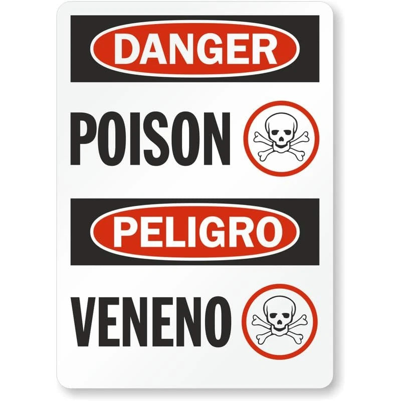 Bilingual Poison Danger Aluminum Sign — product artwork