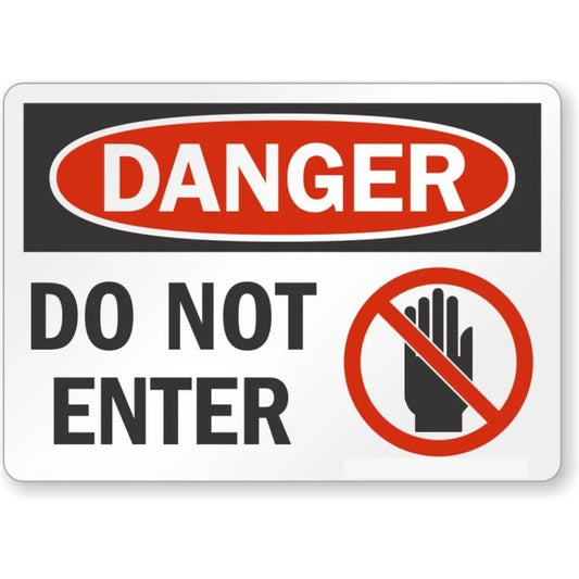 Danger Do Not Enter Hand Prohibition Symbol Aluminum Sign — product artwork