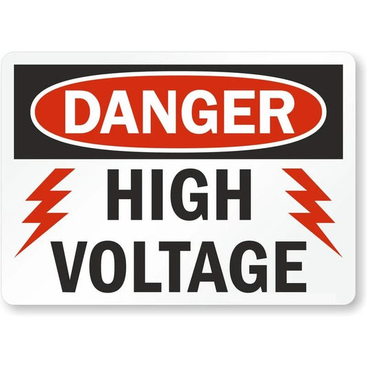 Danger High Voltage Red Lightning Bolts Aluminum Sign — product artwork