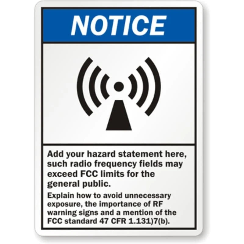 Custom ANSI Notice Radio Frequency Fields Aluminum Sign — product artwork
