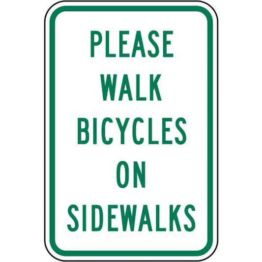 Bicycles Sidewalk Unbranded Green Aluminum Sign — product artwork
