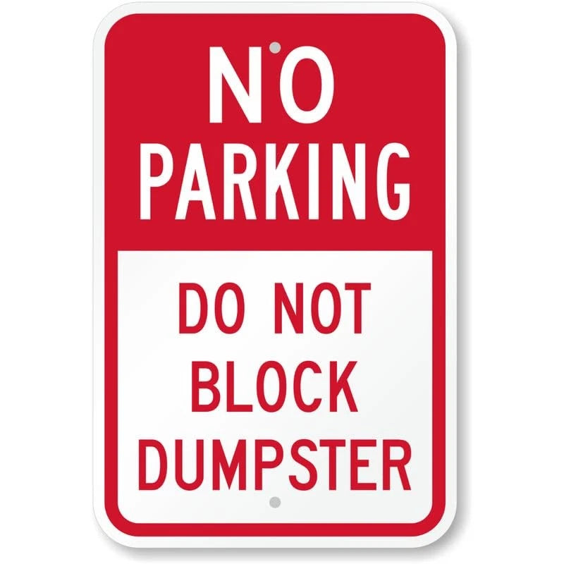 No Parking Dumpster Aluminum Sign — product artwork