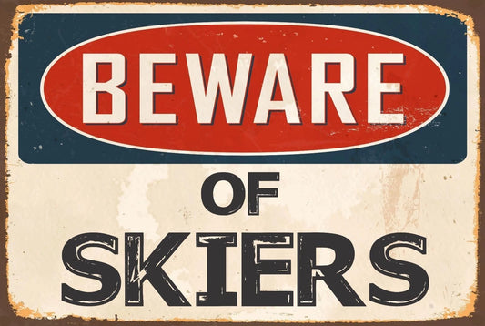 Danger Sticker Tiger Beware of Skiers Funny Aluminum Sign — product artwork