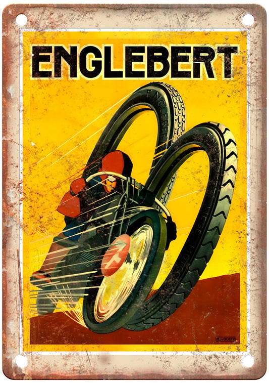 Vintage Motorcycle Engelbert Retro Aluminum Sign — product artwork