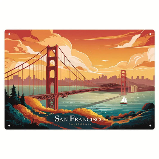 Golden Gate Bridge Funny Retro Travel Aluminum Sign — product artwork