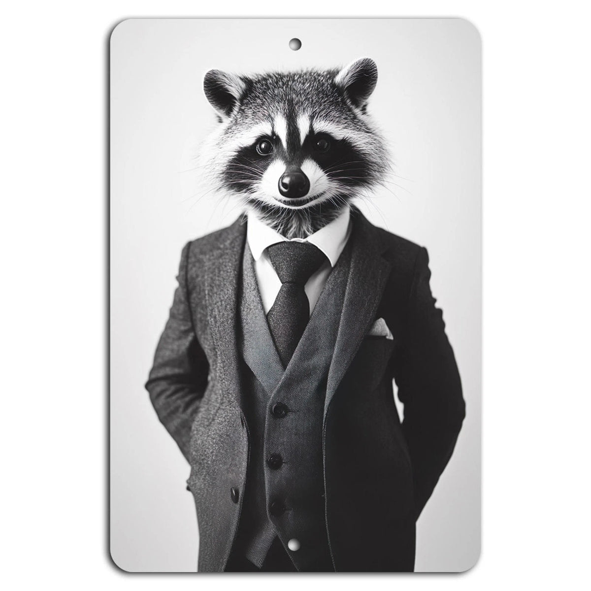 Vintage Suave Raccoon Boss Art Aluminum Sign — product artwork