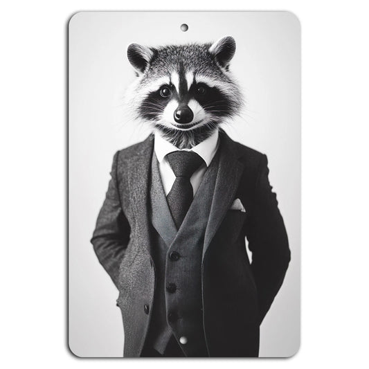 Vintage Suave Raccoon Boss Art Aluminum Sign — product artwork