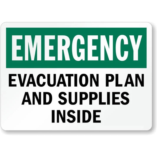 Emergency Evacuation Business Safety Aluminum Sign — product artwork