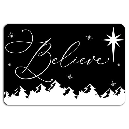 Rustic Believe Starry Night Magic Aluminum Sign — product artwork