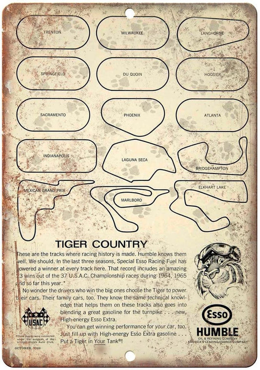 Motor Oil Esso Humble Tiger Country Funny Aluminum Sign — product artwork
