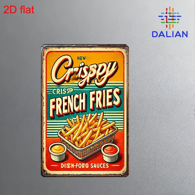Funny French Fries Multicolor Office Aluminum Sign — product artwork