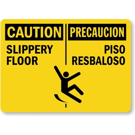 Slippery Floor Bilingual Aluminum Sign — product artwork