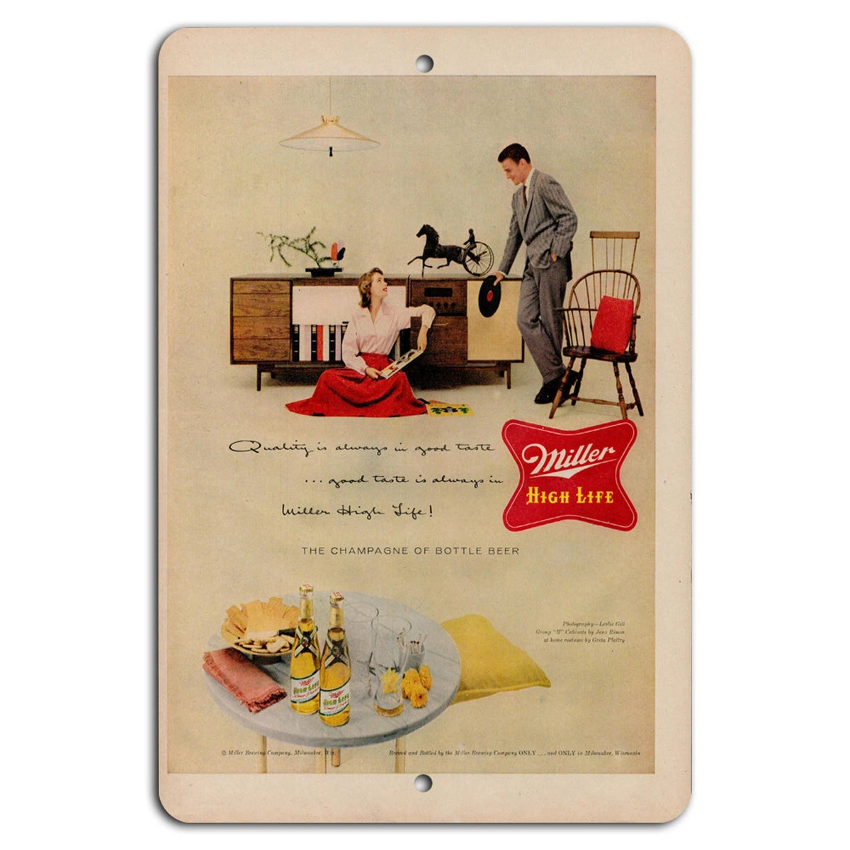 Miller High Life Vintage Retro Beer Aluminum Sign — product artwork
