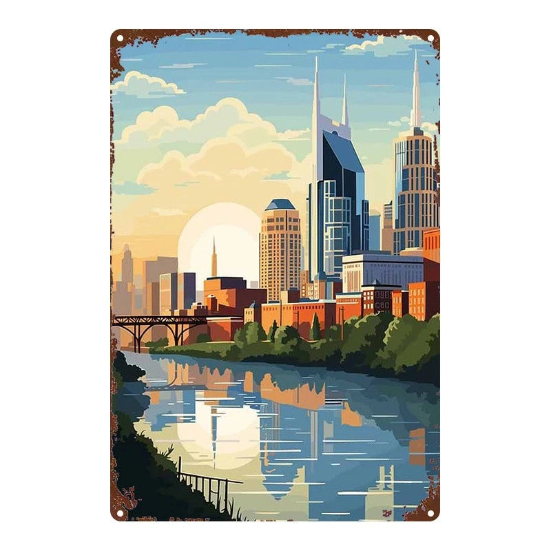 City Life Rustic Bar Garage Aluminum Sign — product artwork