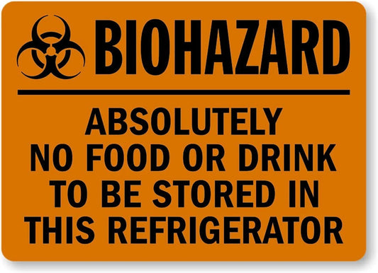 No Food Biohazard Safety Aluminum Sign — product artwork