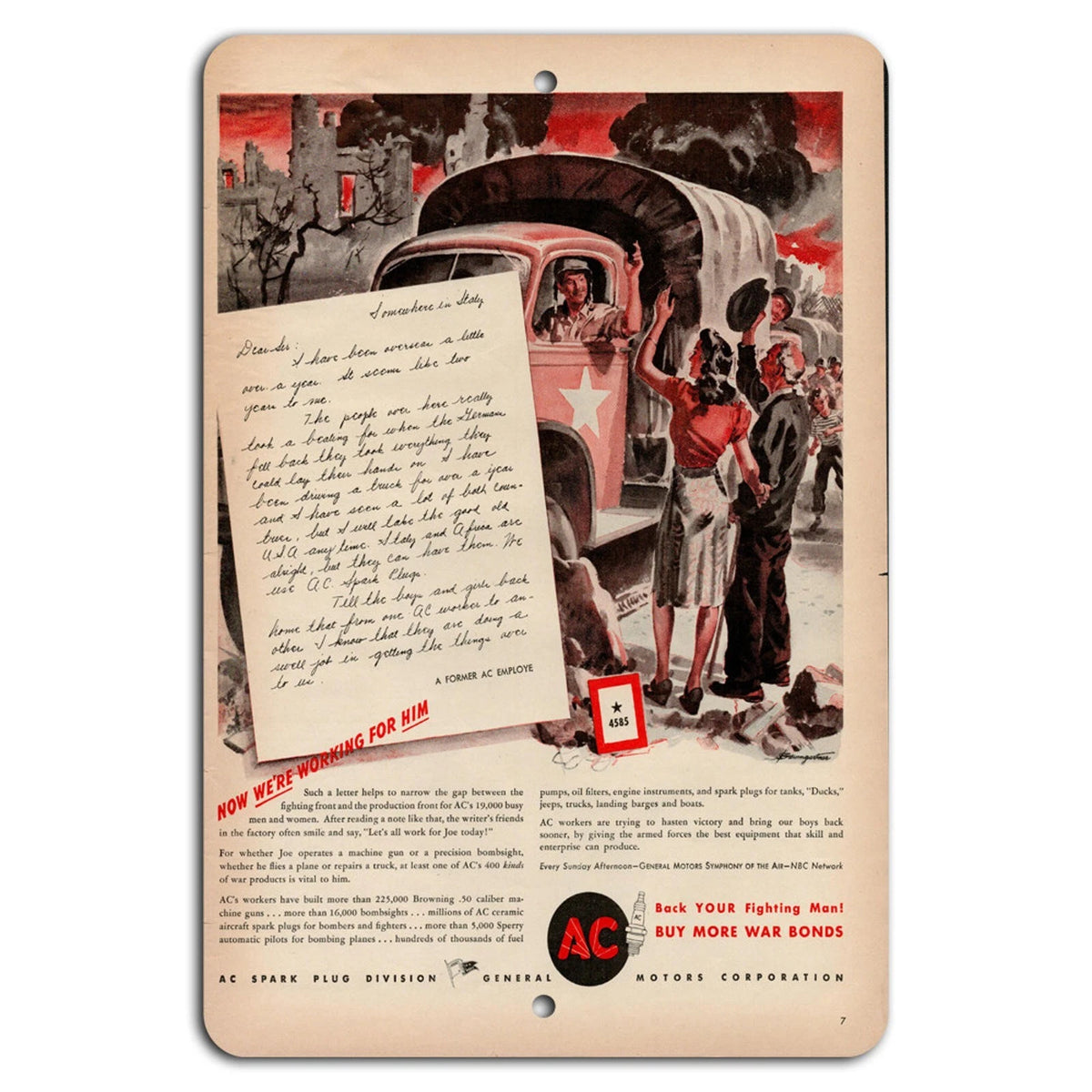 WWII War Bonds Vintage Patriotic Aluminum Sign — product artwork