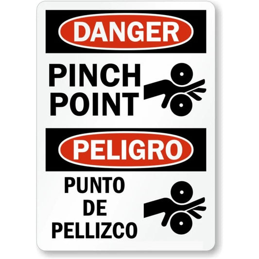 Pinch Point Punto Pellizco Aluminum Sign — product artwork
