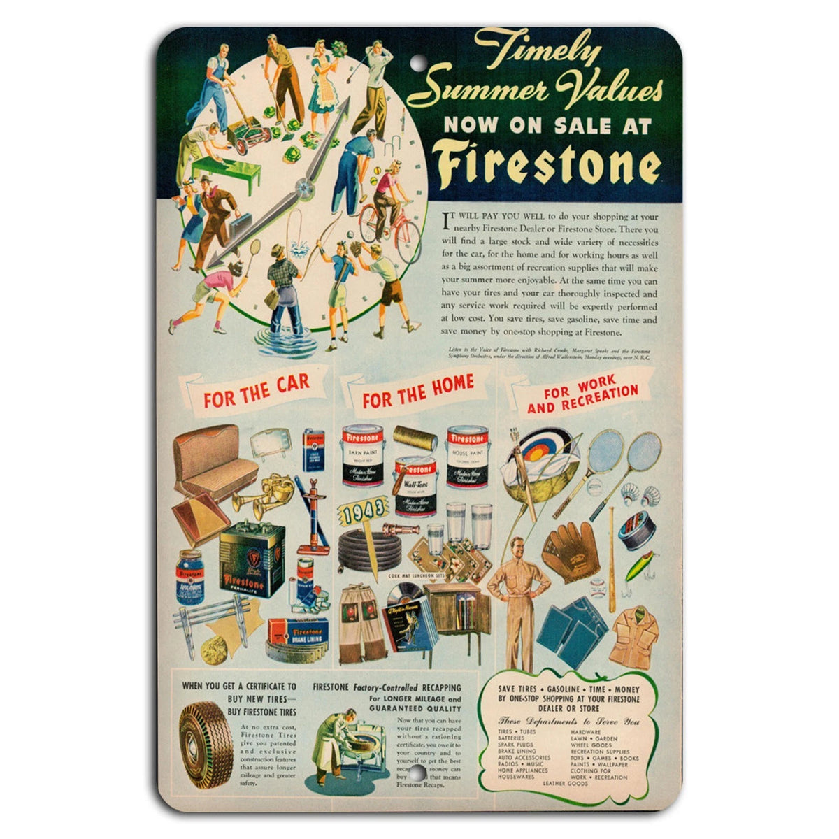 Firestone 1948 Vintage Retro Automotive Garage Aluminum Sign — product artwork