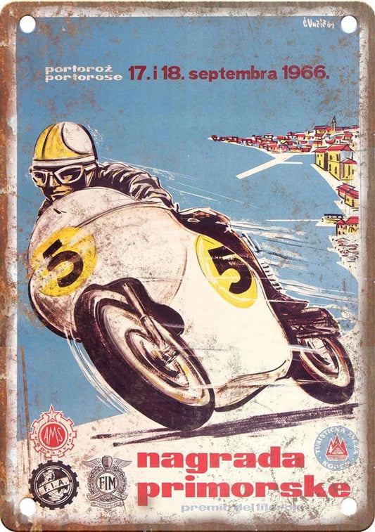 Motorcycle Poster Vintage Funny Aluminum Sign — product artwork