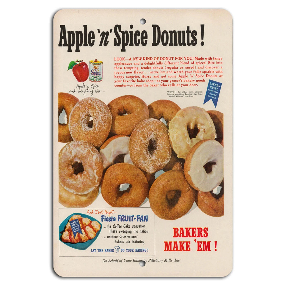 Apple Spice Donuts Vintage Aluminum Sign — product artwork